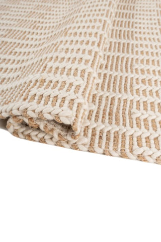 Asterlane Tan White 5X8 Feet Dhurrie 50% Jute and 50% Wool for Living Room,Bedroom,Home
