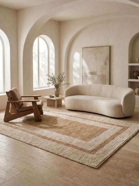 Asterlane Natural White 5X8 Feet Dhurrie 60% Wool and 40% Jute for Living Room,Bedroom,Home
