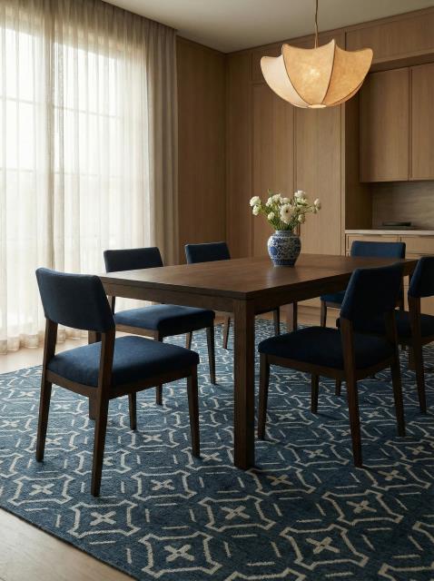 Meridian Blue Polyester Dhurrie