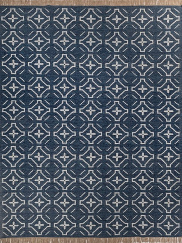 Meridian Blue Polyester Dhurrie