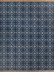 Meridian Blue Polyester Dhurrie