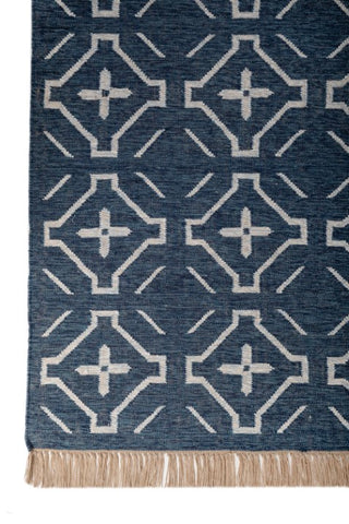 Meridian Blue Polyester Dhurrie