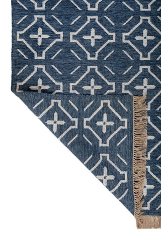 Meridian Blue Polyester Dhurrie