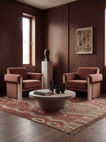 Kaarva Terracotta Polyester Rug