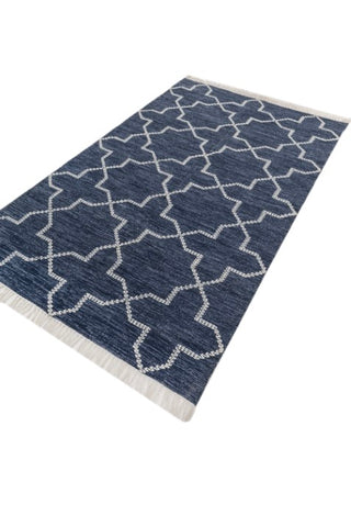 Mandor Blue Polyester Dhurrie