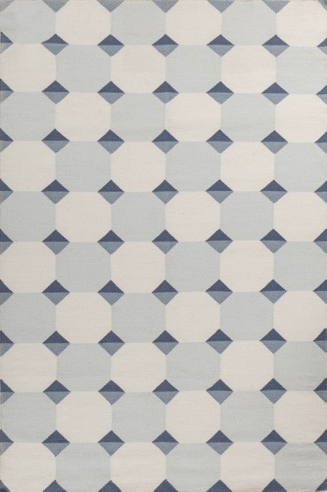 Asterlane Dark Night Blue White 5X8 Feet Dhurrie