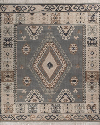 Caelvyr Grey & Beige Wool Rug