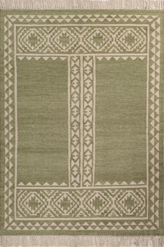 Asterlane Treetop White 4X5'6 Feet Dhurrie 100% Wool for Living Room,Bedroom,Home