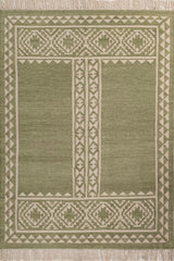Asterlane Treetop White 4X5'6 Feet Dhurrie 100% Wool for Living Room,Bedroom,Home