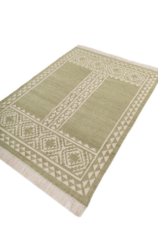 Asterlane Treetop White 4X5'6 Feet Dhurrie 100% Wool for Living Room,Bedroom,Home