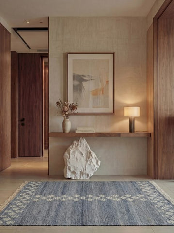 Aksum Blue Wool Dhurrie