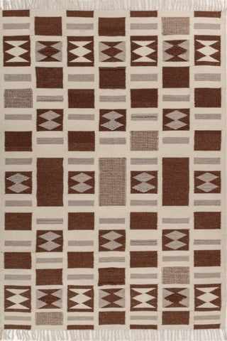 Aztec Brown Wool Dhurrie