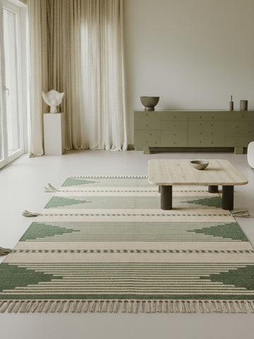 Arbor Green Wool Dhurrie