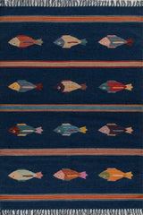 Mariner Blue Wool Dhurrie