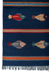 Mariner Blue Wool Dhurrie