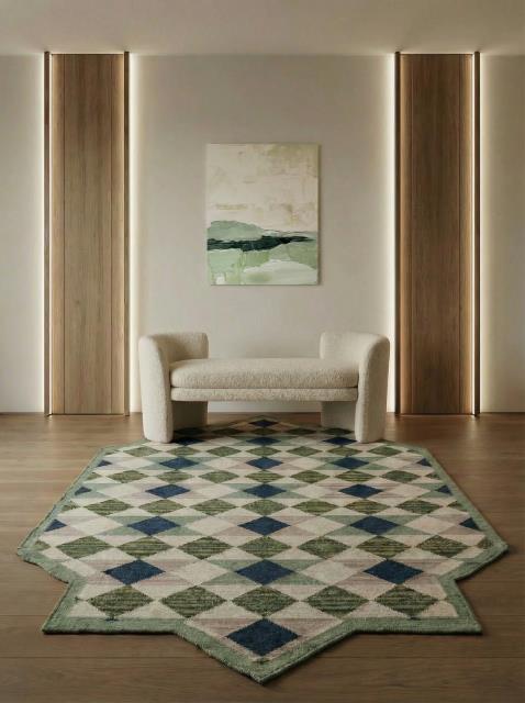 Arbor Green Wool Dhurrie