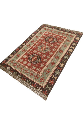 Kavren Red Green Wool Rug