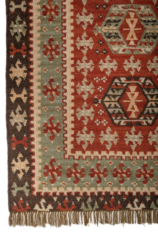 Kavren Red Green Wool Rug