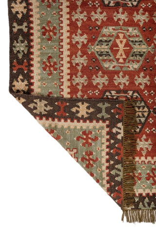 Kavren Red Green Wool Rug