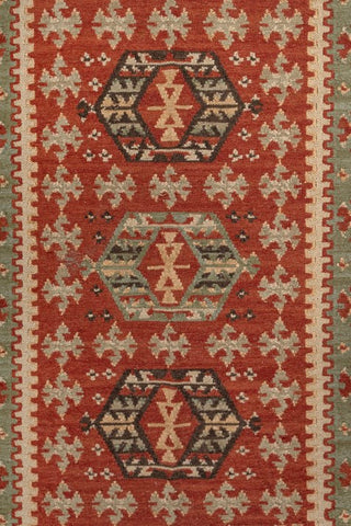 Kavren Red Green Wool Rug