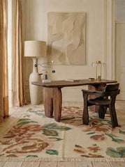 Petalia Beige Wool Dhurrie