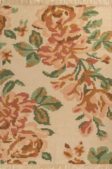 Petalia Beige Wool Dhurrie
