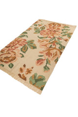 Petalia Beige Wool Dhurrie