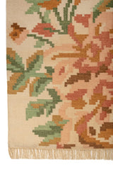 Petalia Beige Wool Dhurrie