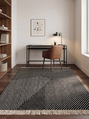 Linea Black White Wool Rug
