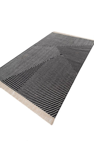 Linea Black White Wool Rug