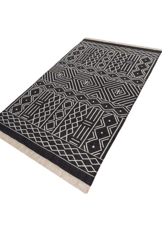 Zerith Black White Wool Rug