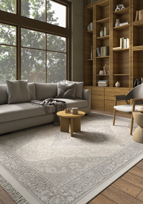 Aurevon Ivory Gray Polypropylene Rug