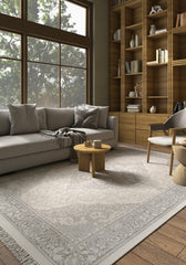 Aurevon Ivory Gray Polypropylene Rug