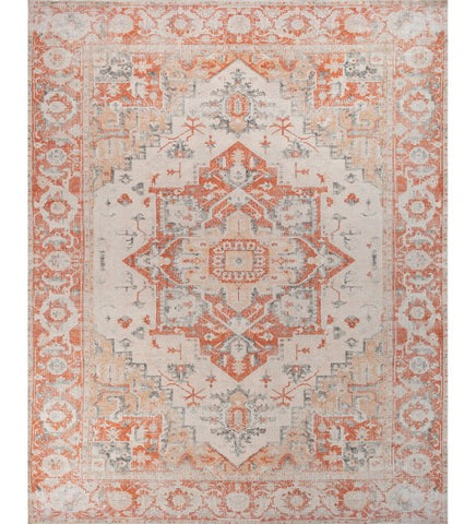 Crest Terracotta Polyester Dhurrie
