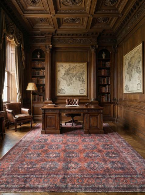 Caldris Burnt Orange Polyester Rug