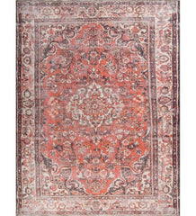 Ornara Coral Red Polyester Rug