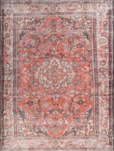 Ornara Coral Red Polyester Rug