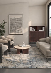 Soft Abstract Rug 4X6 Ft | Deep Navy Siam Blue Carpet For Living Room, Bedroom, Dining Room