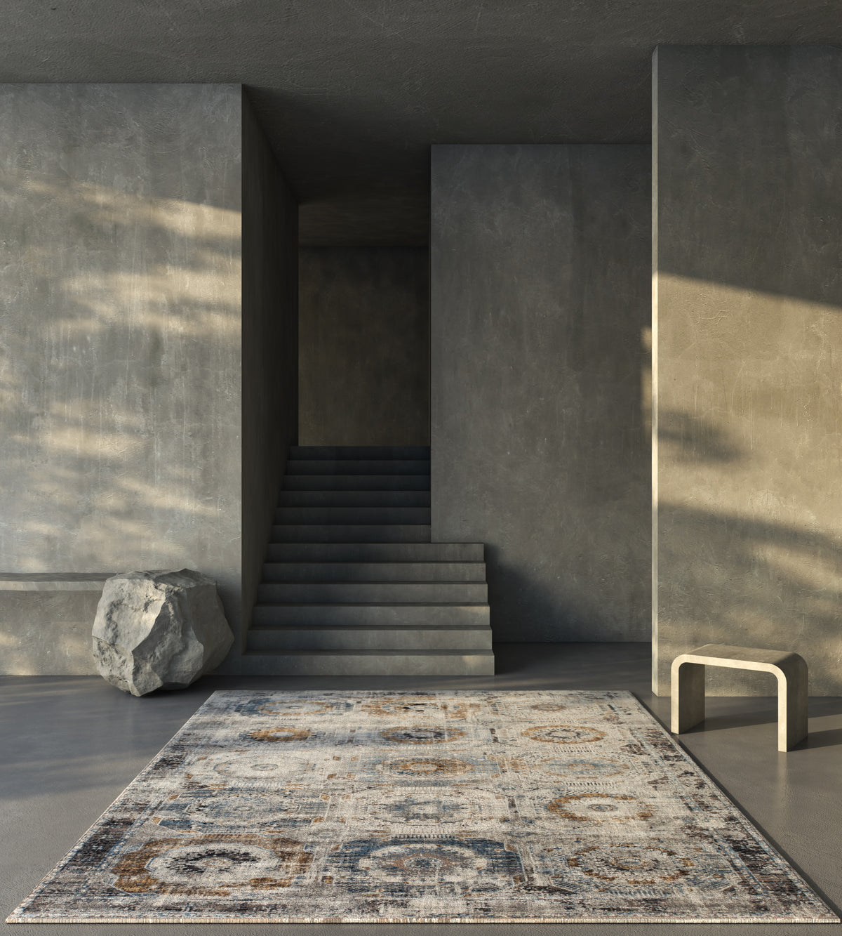 Asterlane Soft Gray & Silver Lake Blue Rug