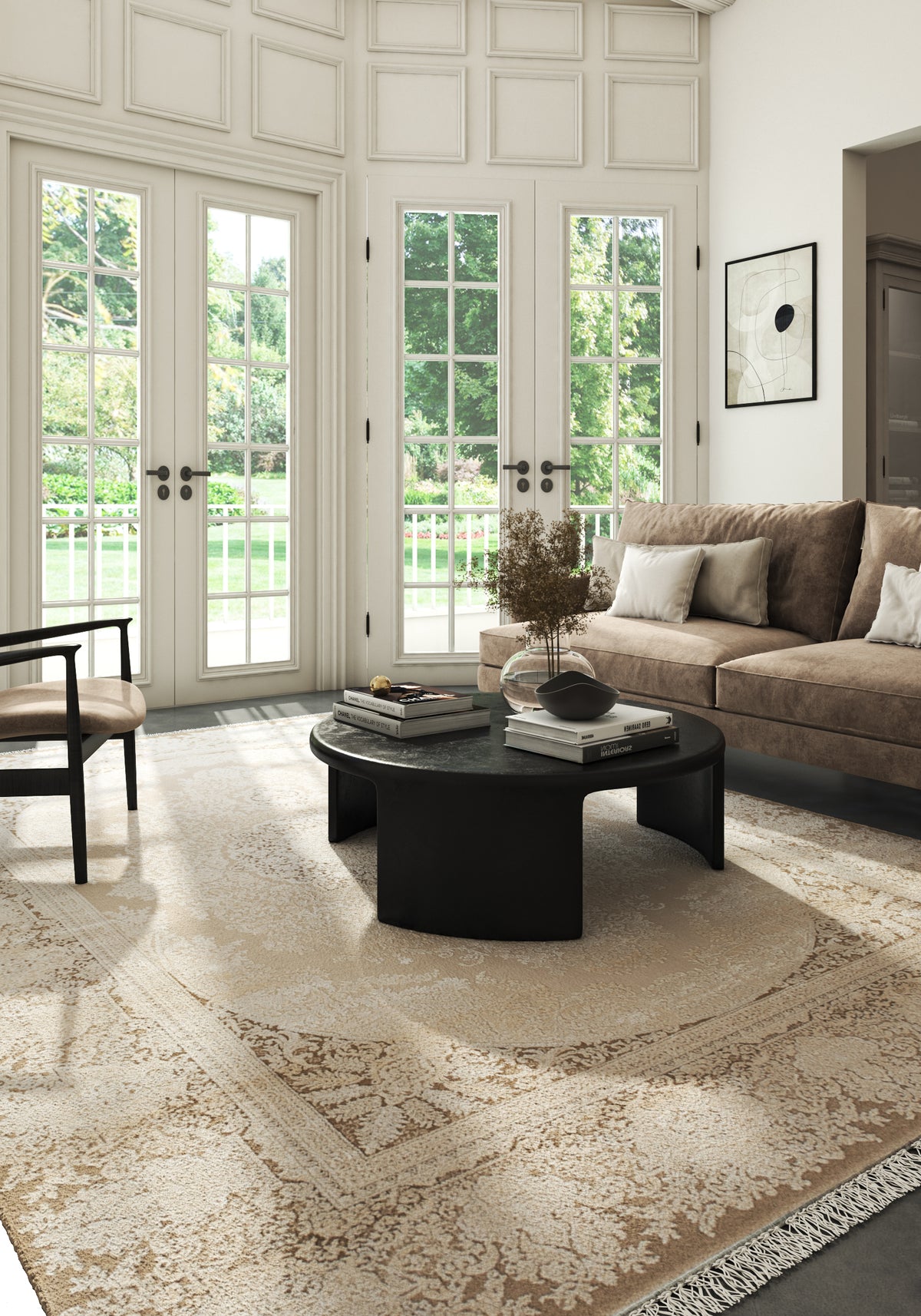 Soft Oriental Rug 4X6 Ft | Light Peach Brown Sugar Carpet For Living Room, Bedroom, Dining Room