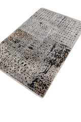 Soft Abstract Rug 4X6 Ft | London Fog Inky Sea Carpet For Living Room, Bedroom, Dining Room