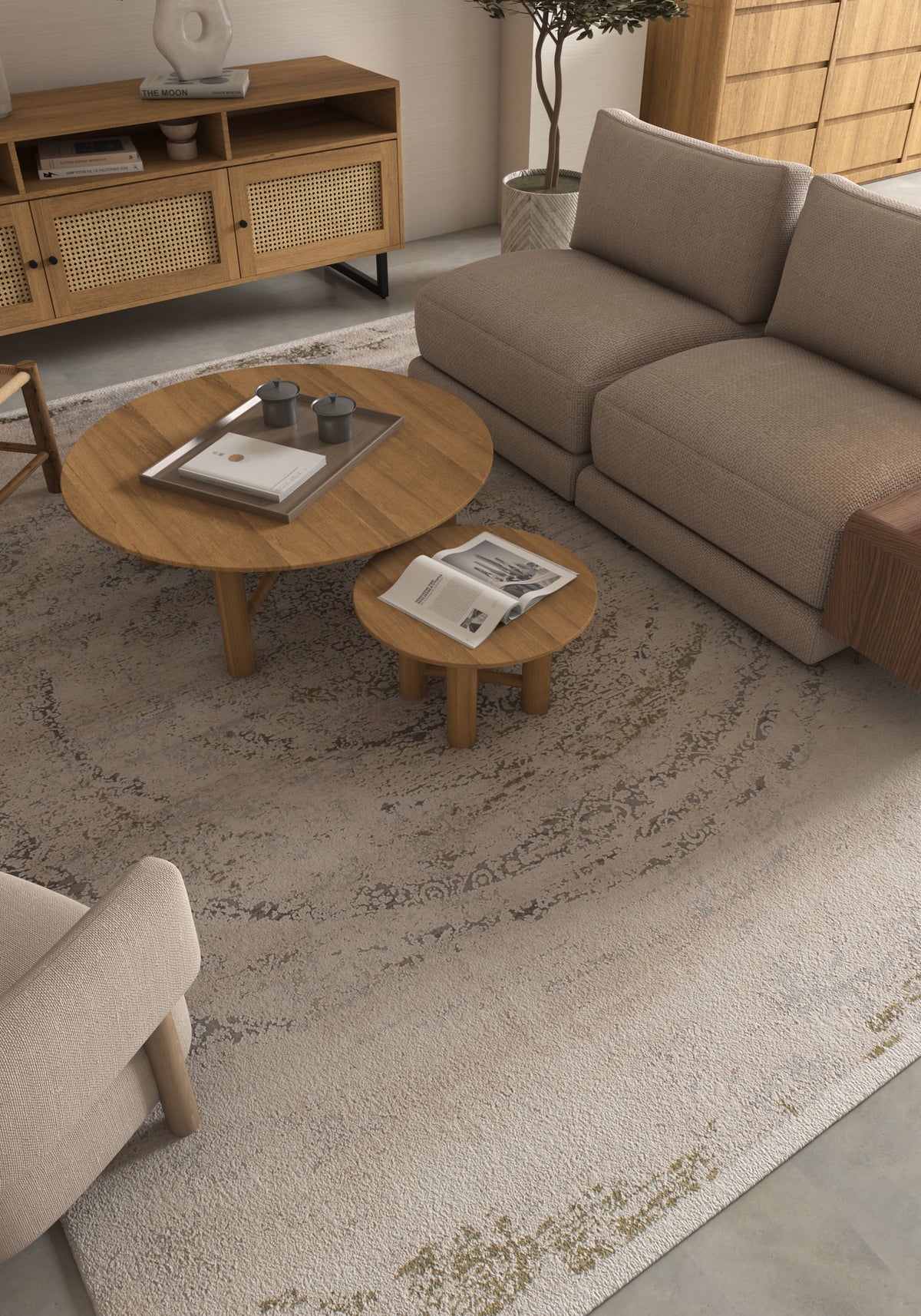 Soft Abstract Rug 4X6 Ft | Winter White Green Carpet For Living Room, Bedroom, Dining Room