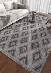Drevon Steel Gray Polypropylene Rug