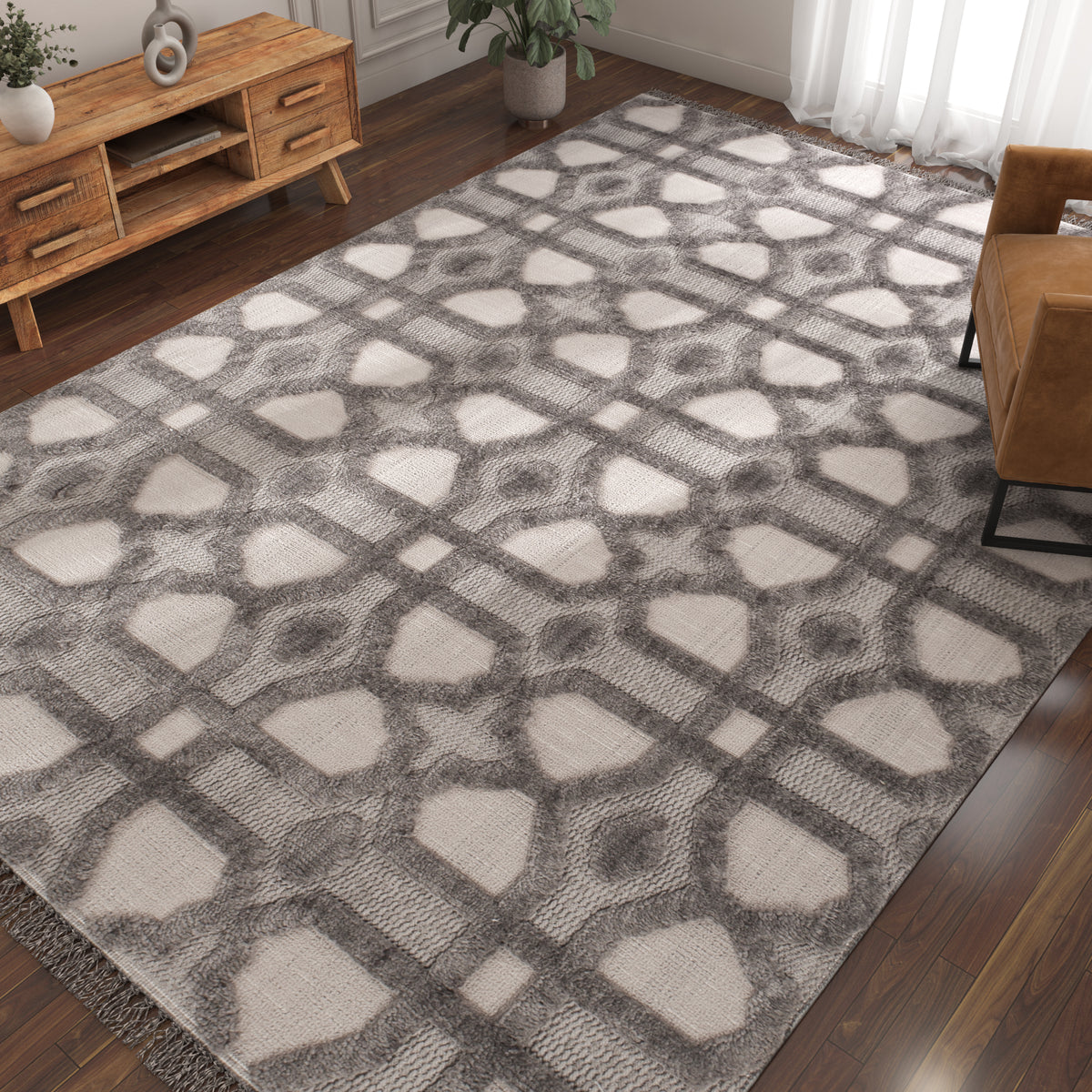 Asterlane Steel Gray & Cyan Blue Rug