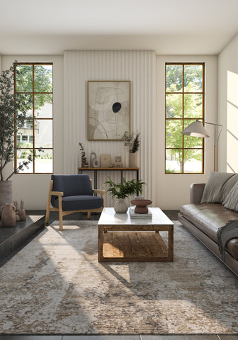 Soft Abstract Rug 5X7'6 Ft | White Silver Gray Carpet For Living Room, Bedroom, Dining Room