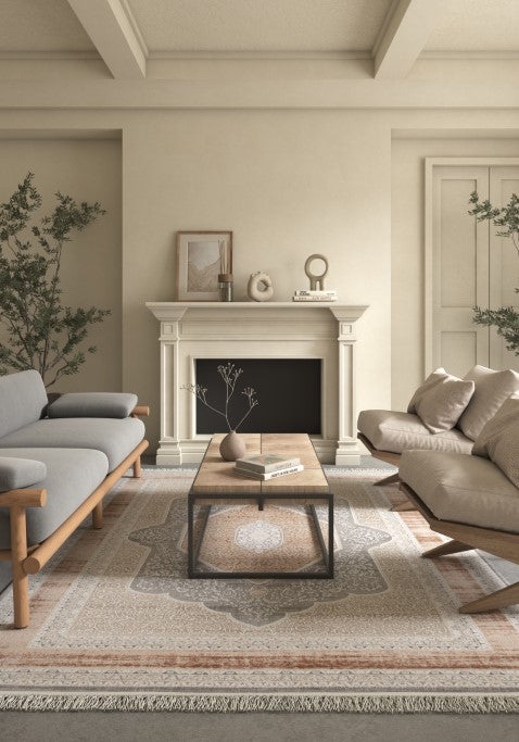 Tarevon Ivory Terracotta Polypropylene Rug