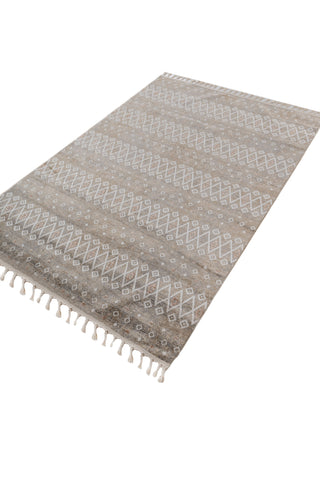 Soft Abstract Rug 5X7'6 Ft | White Linen Carpet For Living Room, Bedroom, Dining Room