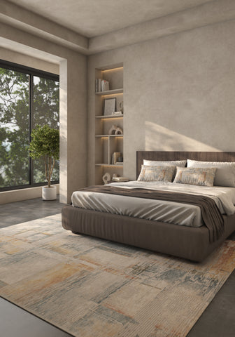 Soft Abstract Rug | Ocean Blue Bright Yellow