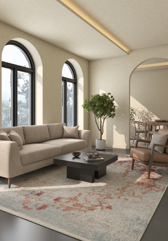 Soft Abstract Rug 5X7'6 Ft | Ensign Blue Ribbon Red Carpet For Living Room, Bedroom, Dining Room