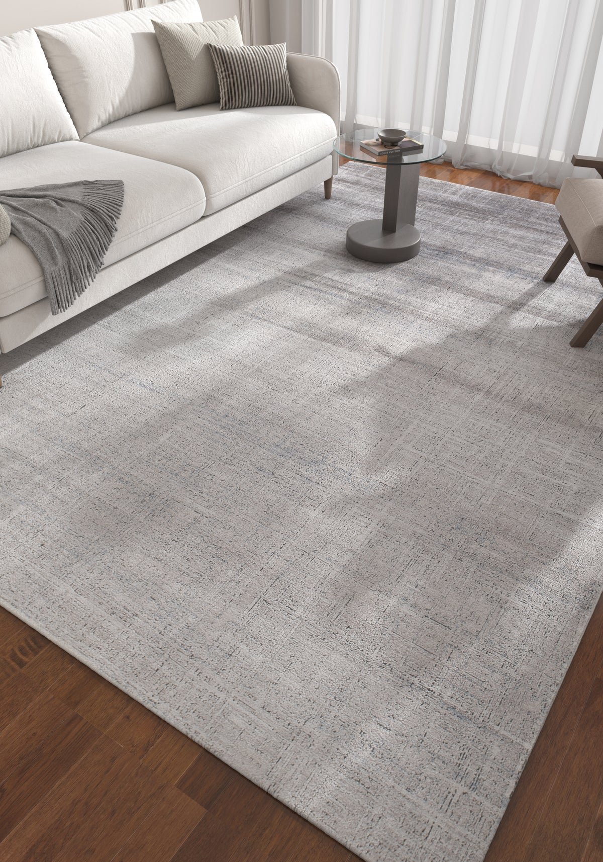 Soft Abstract Rug 5X7'6 Ft | Steel Gray Ensign Blue Carpet For Living Room, Bedroom, Dining Room
